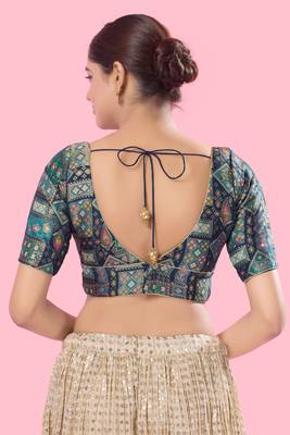 Padded Brocade V Neck Blouse 3