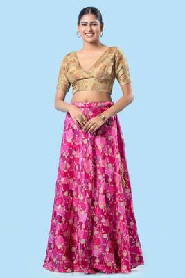 Padded Brocade V Neck Blouse 2