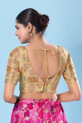 Padded Brocade V Neck Blouse 3