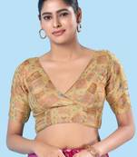 Padded Brocade V Neck Blouse