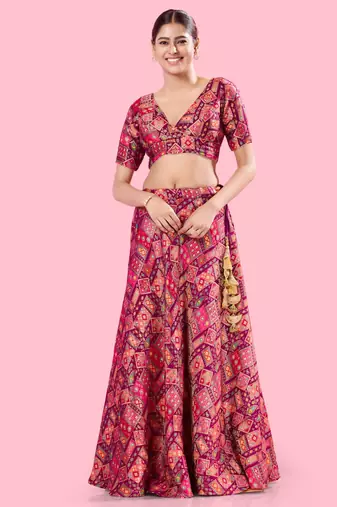 Padded Brocade V Neck Blouse