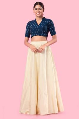 Navy Blue Cotton Printed Blouse 2