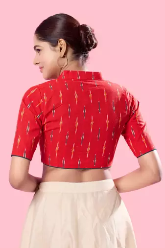 Padded Cotton High Neck Blouse