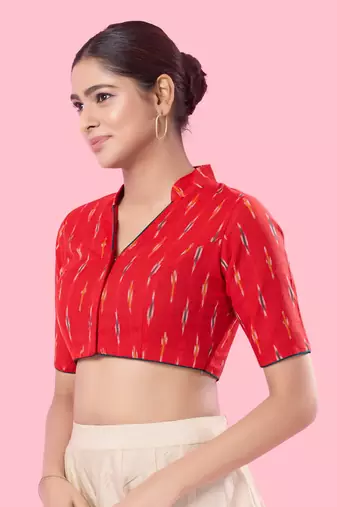Padded Cotton High Neck Blouse