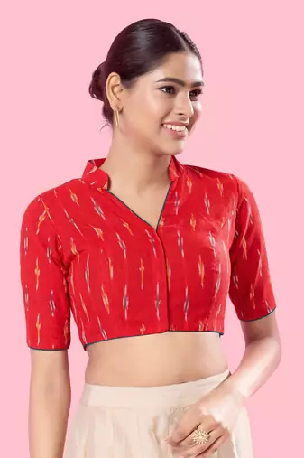 Padded Cotton High Neck Blouse