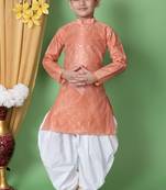 embroidery & sequins work dupion silk kurta and cotton patiyala set for boys