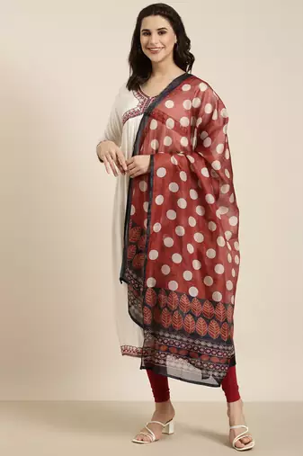 women's calf length v-neck cream solid anarkali kurta comes with duppatta