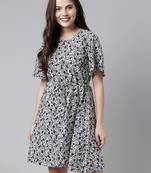 women polychiffon white floral printed dress