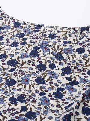 women polychiffon white floral printed dress 2