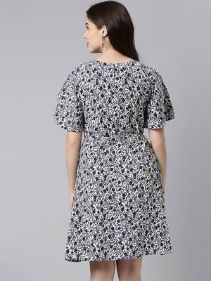 women polychiffon white floral printed dress 4