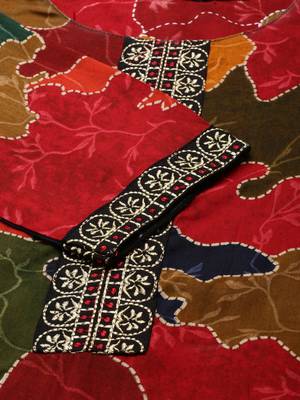 women's calf length round neck multi colourblocked straight kurta 4