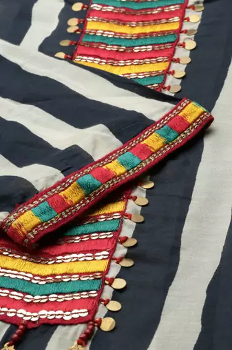 women's calf length round neck navy blue striped straight kurta