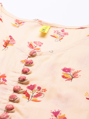 women peach floral printed maxi dress 2
