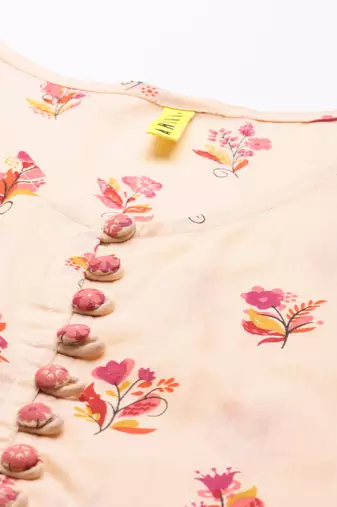 women peach floral printed maxi dress