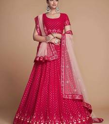 rani pink embroidery georgette wedding lehenga set choli with dupatta