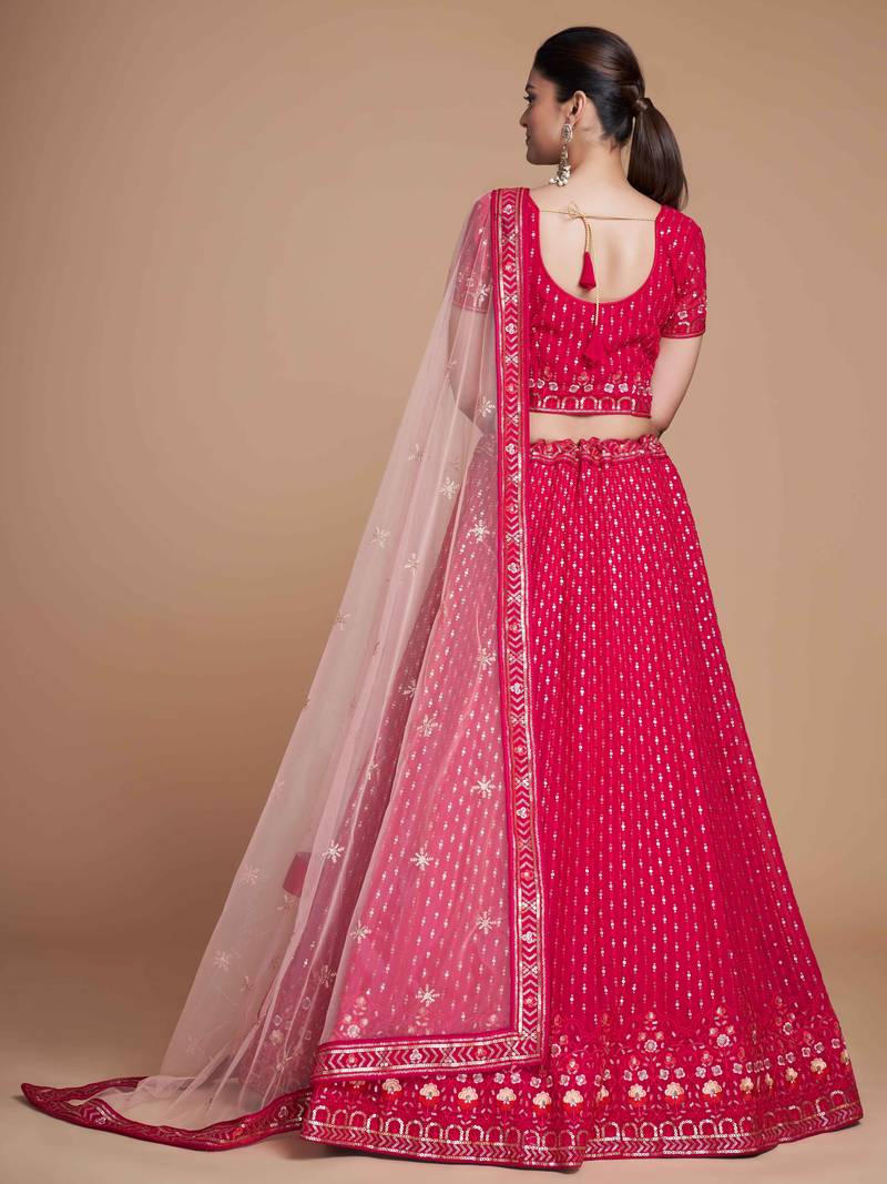 Enchanting Rani Pink Embroidery Georgette Wedding Lehenga Choli
