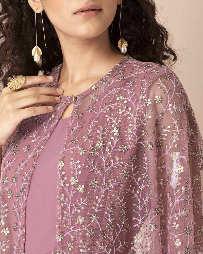 Trendmalls  Ready to Wear Georgette Foil Print work Saree with stitched Blouse