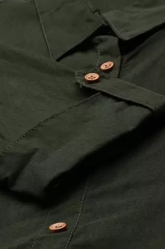women's calf length shirt collar olive solid a-line kurta