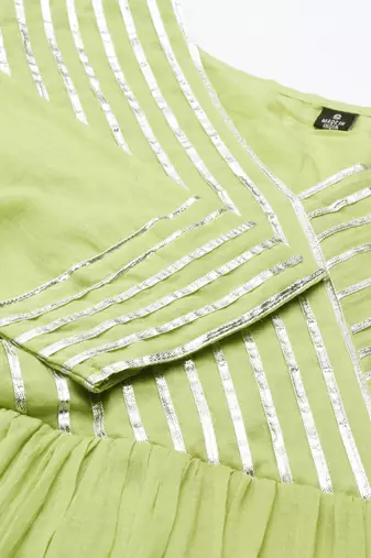 women's ankle length v-neck green solid a-line kurta