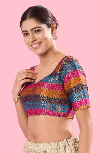 Multi Brocade Printed Designer Blouse
