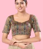 Padded Brocade Round Neck Blouse