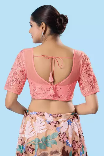 Padded Net Sweatheart Neck Blouse