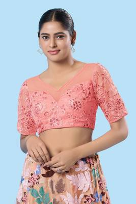 Padded Net Sweatheart Neck Blouse 1