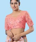 Padded Net Sweatheart Neck Blouse