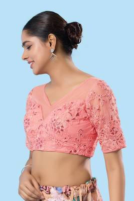Padded Net Sweatheart Neck Blouse 4