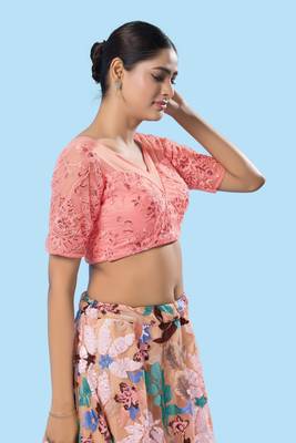 Padded Net Sweatheart Neck Blouse 5