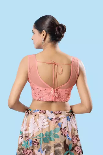 Padded Net Sweatheart Neck Blouse