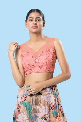 Padded Net Sweatheart Neck Blouse 1