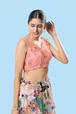 Padded Net Sweatheart Neck Blouse 5