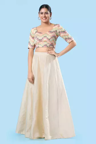 Padded Brocade Round Neck Blouse