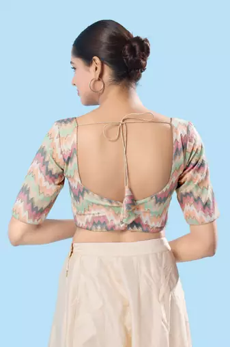 Padded Brocade Round Neck Blouse
