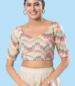 Padded Brocade Round Neck Blouse