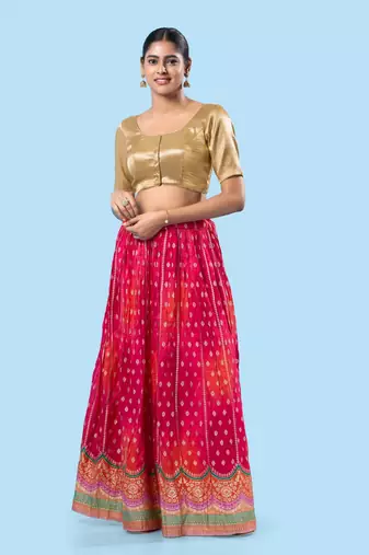 Padded Shimmer Round Neck Blouse