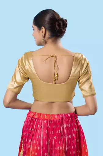 Padded Shimmer Round Neck Blouse