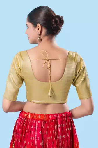 Padded Shimmer Round Neck Blouse