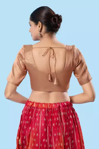 Padded Shimmer Round Neck Blouse