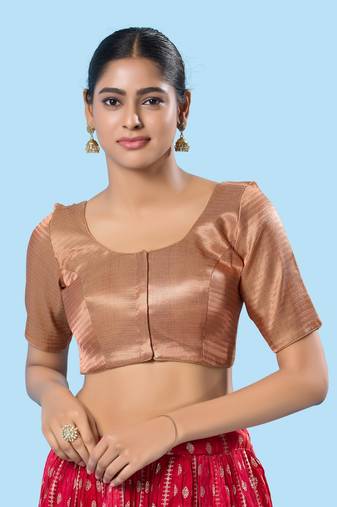Padded Shimmer Round Neck Blouse