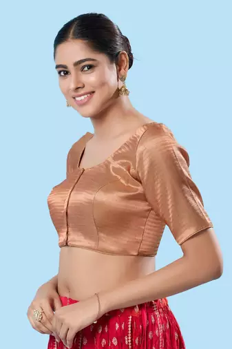 Padded Shimmer Round Neck Blouse
