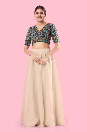 Padded Cotton V Neck Blouse