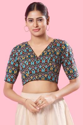 Padded Cotton V Neck Blouse 1