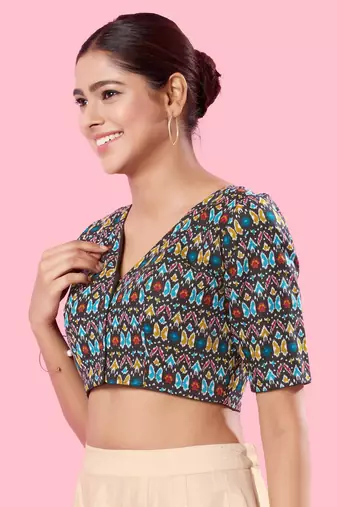 Padded Cotton V Neck Blouse