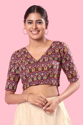 Padded Cotton V Neck Blouse 1