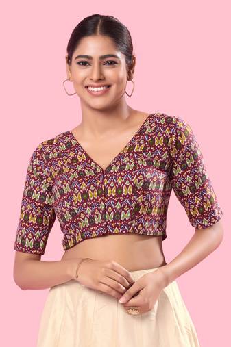Padded Cotton V Neck Blouse