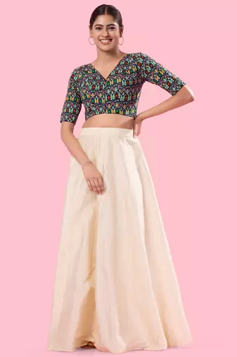 Padded Cotton V Neck Blouse