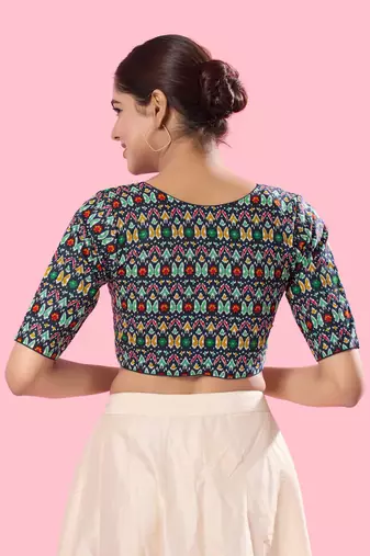 Padded Cotton V Neck Blouse
