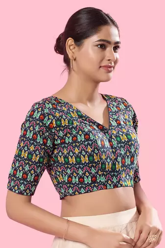 Padded Cotton V Neck Blouse